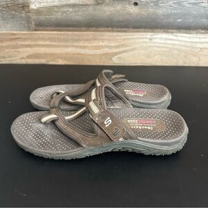 Skechers Outdoor Lifestyle Sandals Womens Size 9 Brown Strappy Slip On Flip Flop